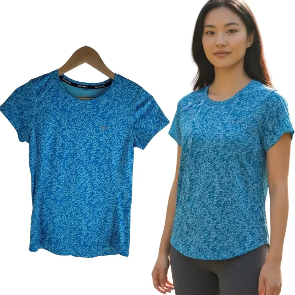 Nike Running Active Shirt Short Sleeve Blue Sports Yoga Size XS